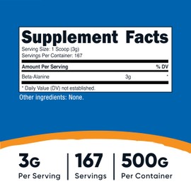 Nutricost Beta Alanine Powder 500 Grams (1.1lbs) - Pure Beta Alanine, Gluten Free & Non-GMO
