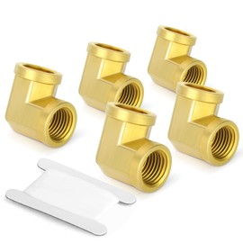 GASHER 5pcs 90 Degree Barstock Street Elbow, 1/8 Inch NPT Female Pipe to 1/8 Inch NPT Female Brass Pipe Fitting