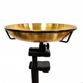 10" Bird Bath/Birdseed Feeding Tray with 3" Clamp Railing/Fence Mount for Deck/Balcony/Porch Golden Metal Deep Wild Bird Water/Seed Feeder