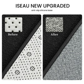 ISEAU 2x6 Soft Runner Rug for Hallway, Washable and Non-Slip, Black