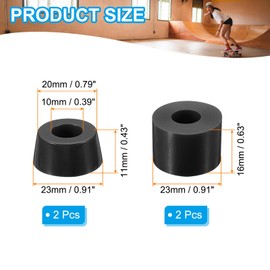 PATIKIL Skateboard Bushings, 90A PU Long-Board Truck Bushings Rebuild Kit for Skateboard Parts, Black
