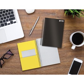 Better Office Products 1 Subject Spiral Notebook, 2 Pack, Personal Small Notebooks, Poly Covers, 7 x 4.375 inch, College Rule, 100 Sheet Mini Notebooks, Black and Blue Covers