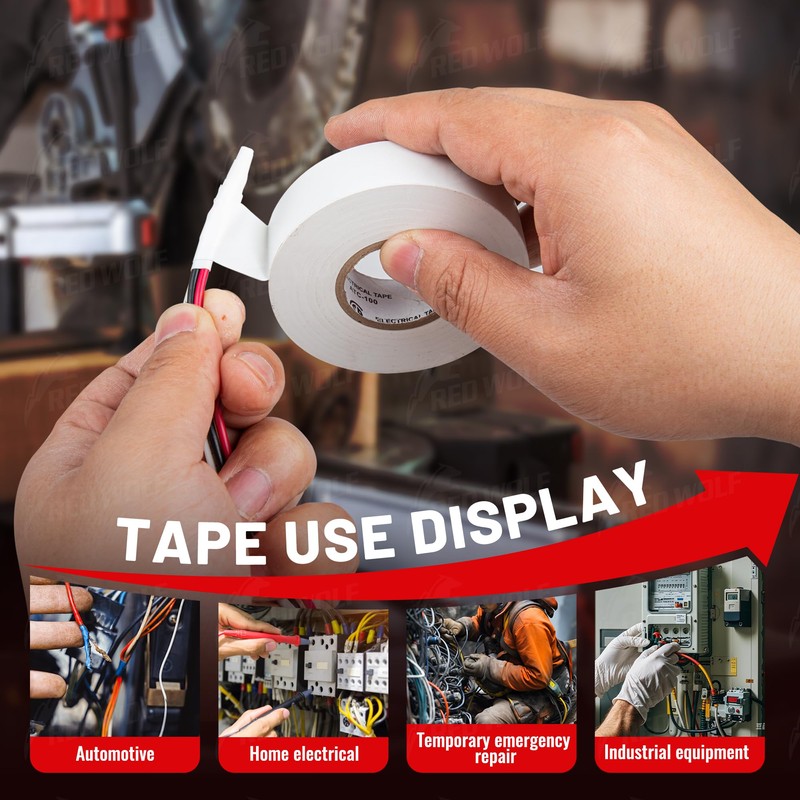 RED WOLF 10 Pack White Electrical Tape 3/4 in x