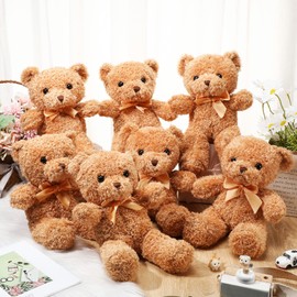 HyDren 36 Pcs Bear Bulk Plush Stuffed Animals Toys 12 Inch Cute Soft Stuffed Bear with Bow Ties for Baby Shower Birthday Gift Party (Brown)