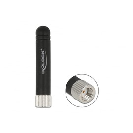 Delock WLAN 802.11 b/g/n Antenna RP-SMA Connector 1.7-3.7 dBi Omni-Directional Rigid with Flexible Material Black