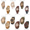 NFK-76100 Women's Men's Wooden Case Leather Strap Lightweight Analog Quartz