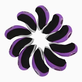 Seacloud Golf Iron Covers Set for Club Elasticity Protable Selections 10pcs/lot (Purple/Black)
