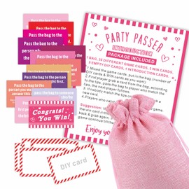 Bachelorette Party Pass The Bag Game Kit, 44 Tip Cards With 1 Pass Bag, Funny Party Game For Adults, Ladies Night, Bridal Shower Party, Group Activity, Party Supplies (Pink) - A04