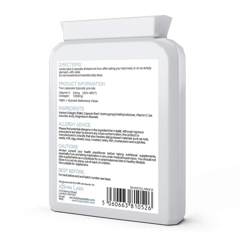 Marine Collagen 600mg 60 Capsules - Highly Bioavailable Naticol® Type