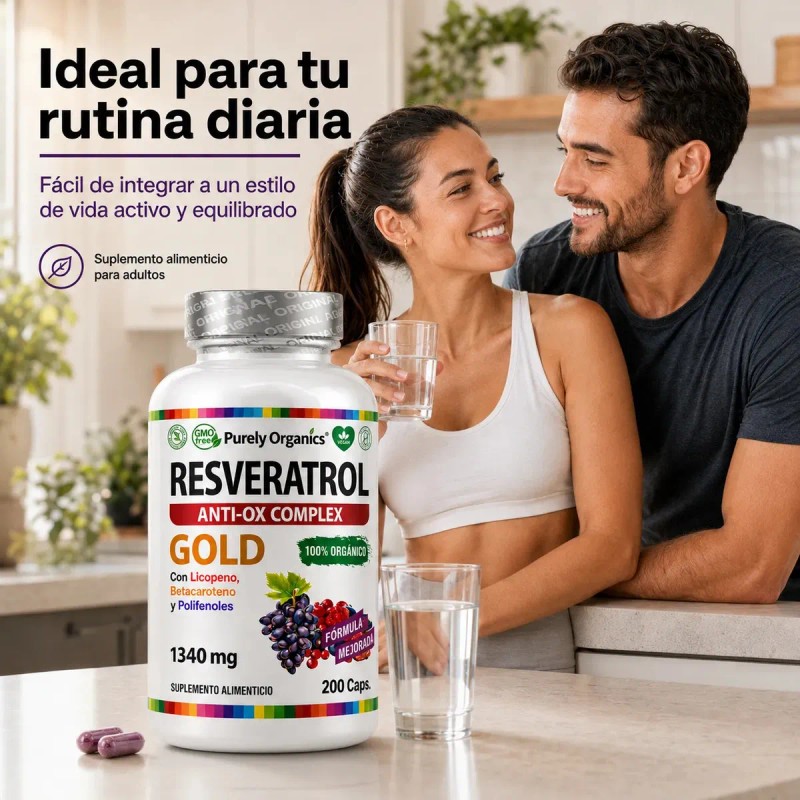 Resveratrol Gold 200 Cápsulas Suplemento Antioxidante Transresveratrol Complejo Antioxidantes Polifenoles
