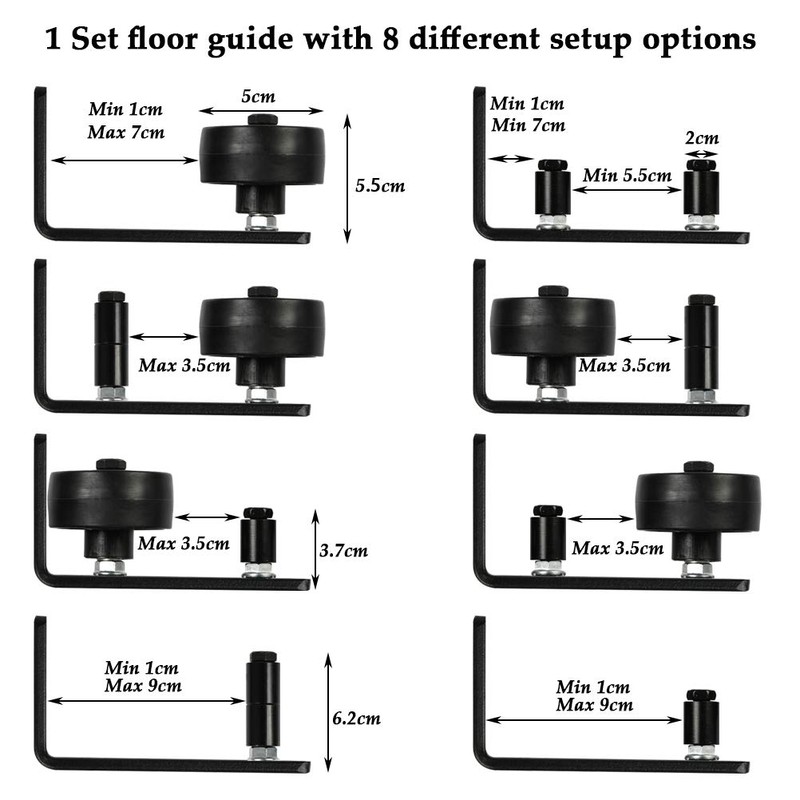 TIMESETL Sliding Door Floor Guide 8-in-1 Adjustable Floor Roller Guide,