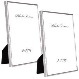Autjvy 11x14 Poster Picture Frame Set of 2, Silver Modern Thin Metal gallery Photo Frame with HD Real Glass, Display for Tabletop and Wall, 2 Pack