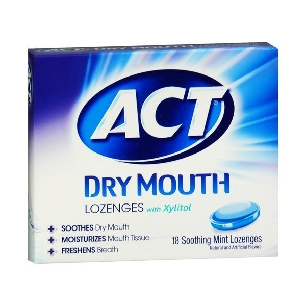 New! ACT Total Care Dry Mouth Lozenges, Mint (4 x 18 ea) by CHATTEM