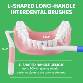Annauiy Interdentalbürsten Set,40 Stück, Zahnzwischenraumbürsten mit 90 ° Winkelgriff L-Förmige,Für 0,6/0,7/0,8/1,0-1,2MM Zahnreinigung Zwischenräume,Zahnspangen & Dentalgeräte