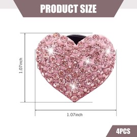 Vowbrew Bling Car Air Vent Decorative Clip, Cute Heart Shaped Rhinestone Bling Air Vent Clip, Non-Destructive Clip-On Mounting Accessory, Universal for Most Cars (Pink)
