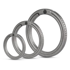 KeyUnity Titanium Keyring, Key Ring Hoop, Strong Keyring, Keychain, Car Keychain Keyring, Key Rings Men, Keyring Clip, 33/25/17.5mm Side Pushing Split Rings for Key Carabiner, Flashlight (1L+1M+1S)