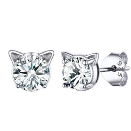 Cute Small Stud Earrings Sterling Silver Womens Cubic Zironia Earrings Studs April Birthstone Jewelry Gift For Friend