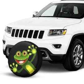 IUSCUST Funny Cartoon Frog Smile Spare Tire Cover Thickened Wheel Protector Universal Fit for Rv SUV Truck Trailer Accessories 14" 15" 16" 17"