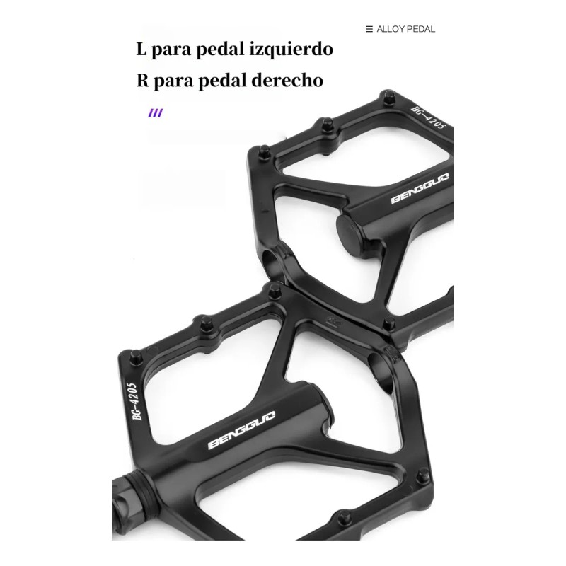 Pedal De Bicicleta Mtb Para Montaña Antideslizante Aluminio Negro
