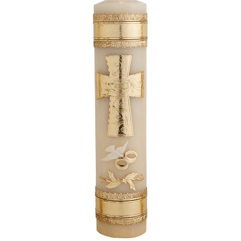 Needzo Wedding Unity Candle Set for Ceremonies, Gold Tone Commitment