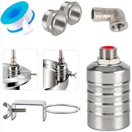 Float Valve,1/2" to 3/4" 1'' Water Level Control Float Valve, 304 Stainless Steel Fully Automatic Water Shut Off Valve, Automatic Water Level Controller for Water Tank, Pool, Livestock Troughs.