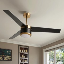 Energy Efficient Modern Home Appliance Decoration Variable Frequency Silent Remote Control Three-Blade Fan Light Electric Powercolor: BLACK+YELLOW ANTIQUE BRONZE, plug type: US, voltage (v): 110-120 V