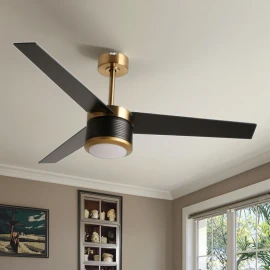 Energy Efficient Modern Home Appliance Decoration Variable Frequency Silent Remote Control Three-Blade Fan Light Electric Powercolor: BLACK+YELLOW ANTIQUE BRONZE, plug type: US, voltage (v): 110-120 V