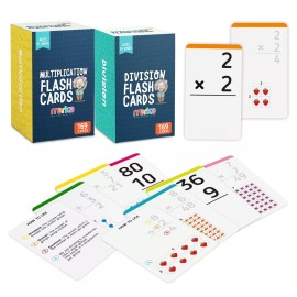 merka Flashcards for Kids - Multiplication & Division (2 Sets With 169 Cards Each)