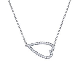 Lafonn Classic Sterling Silver Platinum Plated Lassire Simulated Diamond Necklace (0.24 CTTW)