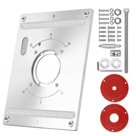 Router Table Insert Plate Aluminum Router Plate for Woodworking Router Table Mounting Plate with 2 X Ring 300 x 235 x 9.5mm