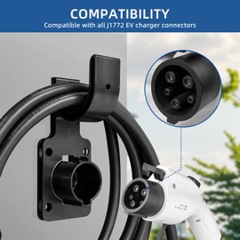 EVqiaoyi J1772 EV Charger Holder Wall Mount Car Charging Cable Holder Nozzle Holster Dock Outdoor Electric Vehicle Charging Station Accessories (Without Lock)