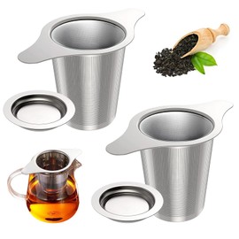 Tea Infuser Stainless Steel Mesh Strainer, Tea Strainer Steeper Filter with Double Handles for Hanging on Teapots, Mugs, Cups to Steep Loose Leaf Tea and Coffee, Large Capacity (Silver)