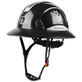Full Brim Hard Hat Comfortable Vented Construction Helmet with Chin Strap Work Hardhats for Men&Women with Cooling Towel