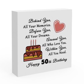50th Birthday Gifts for Women Wooden Box Sign Desk Decor for Home 50th Birthday Gift Ideas for Friend Mom Dad Gifts for Women Men Turning 50 Inspirational Gift 50th Birthday Gift Rustic Home Decor