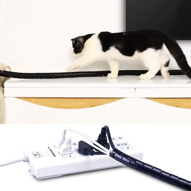 RELIANCER 10FT Cable Management Sleeve Organizer,1/2 inch Coiled Cord Organizer