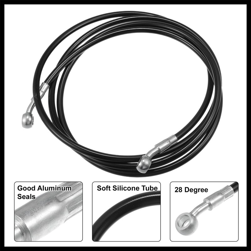 Hihaha Motorcycle Hydraulic Brake Line Oil Hose Pipe 220cm Black