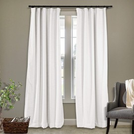 Frelement Breathable Linen 4 in 1 Header Curtains with Blackout Lining Privacy Drapes for Bedroom, Living Room, Patio Door, Beige White, 52" W x 63" L, 1 Panel