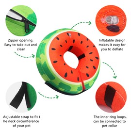 Dog Recovery Inflatable Collars Soft Donut Collar for Dogs and Cats After Surgery - Dog Protective Inflatable Neck Pillow - Does Not Block Vision E-Collar - Dog Cones Alternative (L, Red)