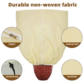 DINGBAI Plant Cover Freeze Protection, Winter Plant Covers, Plant Frost Cover, Tree Plant Freeze Protection Covers, Planter Plant Winter Frost Blanket with Zip Drawstring,2 Pack (39.3x17.7x15.7INCH)