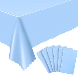 NatNarr 6 Pack Plastic Light Blue Tablecloth, Disposable Baby Blue Tablecoth for Rectangle Tables Waterproof Light Blue Table Cover for Wedding Gender Reveal Parties Baby Shower Decor, 54 X 108Inch