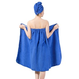 Women's Sauna Kilt Sauna Kilt Towel, Spa Bathrobe Set, Bath Towel with Hair Drying Towel, Adjustable Width Sauna Sarong, Sauna Towel, Microfibre Sarong, Kilt Blue