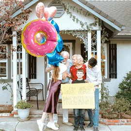 Pink Sweet Candy Donut Shaped Balloons, 6 Pack Sprinkle Donut Foil Balloons Doughnut Aluminum Mylar Helium Party Balloons For Donut Grow Up Party Supplies Baby Shower Wedding Wedding Christmas