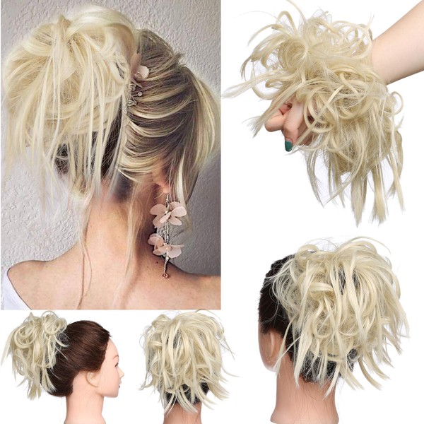Tousled Updo Messy Bun Hair Piece Scrunchies Hair Synthetic Wavy