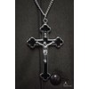 Venerare Traditional Latin Cross Pendant with Black Inlay