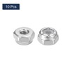 sourcing map 10Pcs #6-32 Nylon Insert Hex Lock Nuts, 304