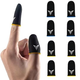 Pack of 8 Gaming Finger Sleeves - Particularly Comfortable & Stable Finger Sleeves as Unique Elastane Fibres - Includes Microfibre Cloth