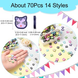 Stiesy About 580pcs 7 Colors Cat Clay Flatback Cabochons Animal Clay Discs Handmade Polymer Clay No Hole Beads for DIY Nail Art Crafts Decoration
