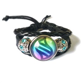 LERYDESI Mega jewelry custom picture gift Black dark brown braided leather customized art pendant Unique Friendship Jewelry, 7 inches, glass