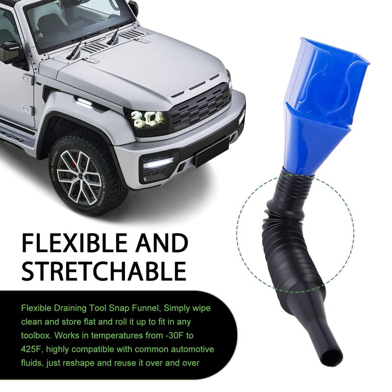 MOXRUQ 5 PCS Retractable Car Fuel Funnel, Handhold-Free Flexible Draining