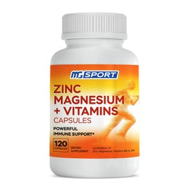MGSPORT Magnesium and Zinc Supplement for Muscle & Immune Support, 120ct